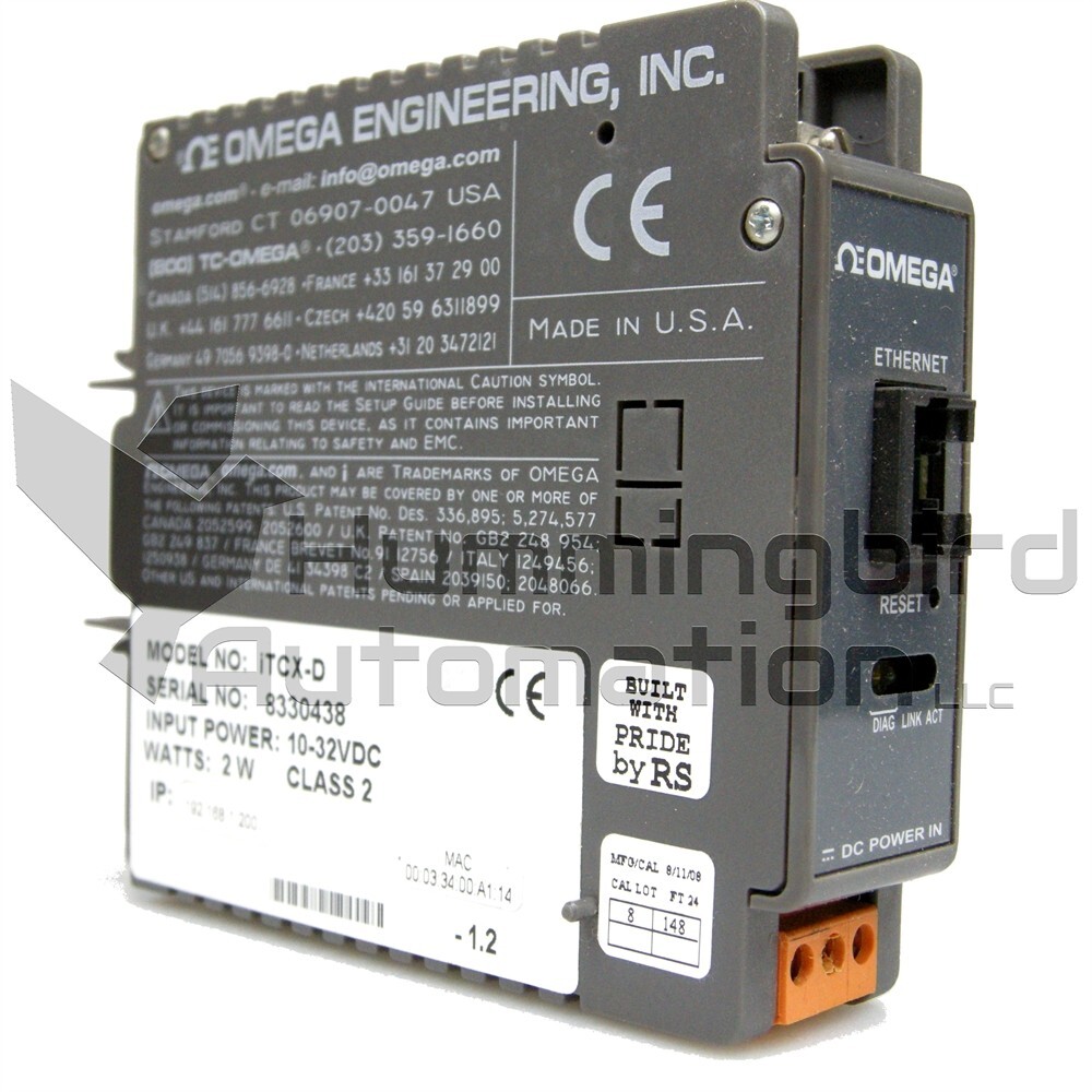 OMEGA iTCX-D Thermocouple Virtual Chart Recorder Ethernet Web Server 512KB