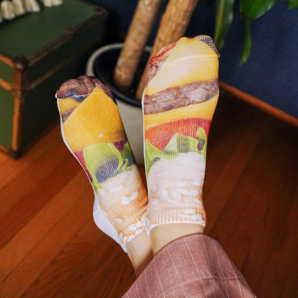 Cheeseburger Photo Print Ankle Socks