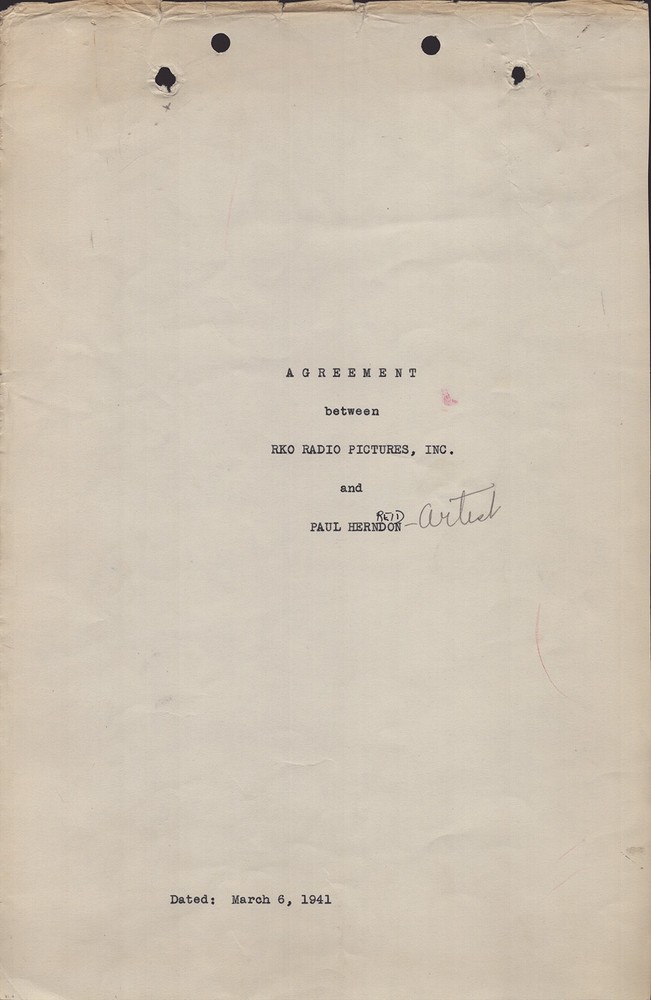 PAUL HENREID - CONTRACT DOUBLE SIGNED 03/06/1941