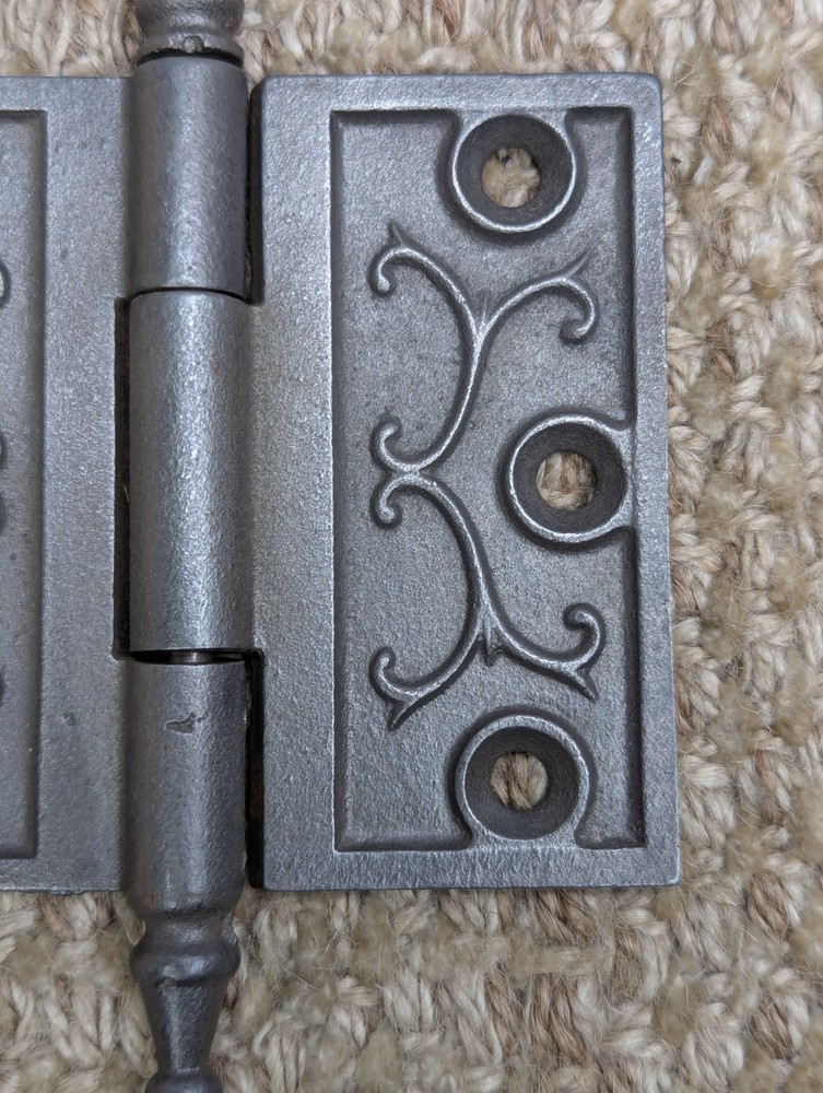 3 1/2" x 3" Antique Decorative Cast Iron Steeple Tip Hinge