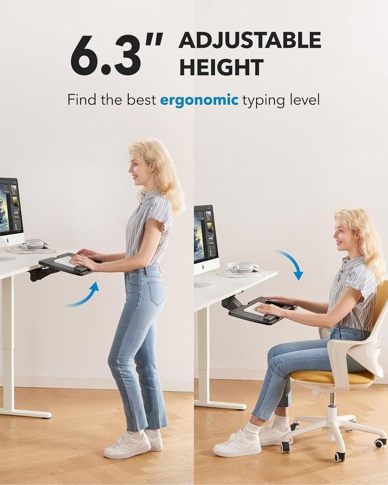 Multi-Function Under Desk Keyboard Tray AdjustableSlide Out Keyboard Tray