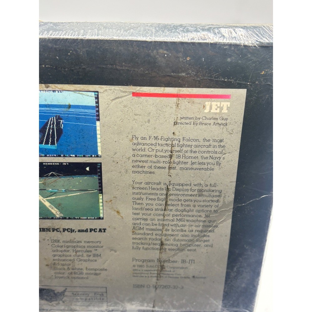 SubLogic JET Version 2.0 Flight Simulator Game for IBM PC PCJr and PC AT