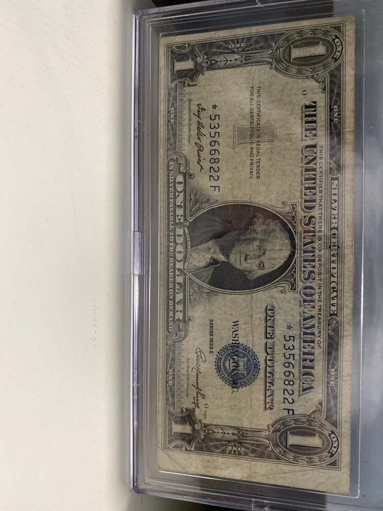 《ERROR Shift right》1 1935 E Silver Certificate Star note ！(Misaligned) XF！Rare！