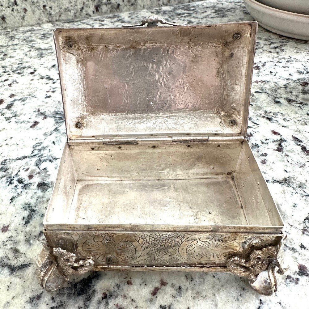 Antique Silver Ecclesiastical Key Box with Cast Cherubs — Excellent Condition
