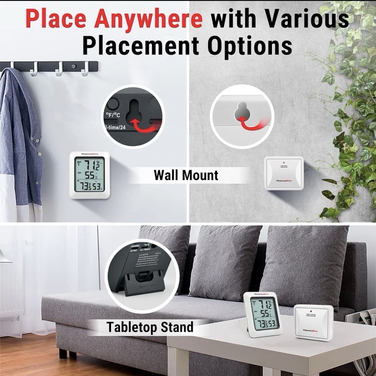 Thermopro TP60 Digital Hygrometer Indoor Outdoor Thermometer Wireless 500F Range