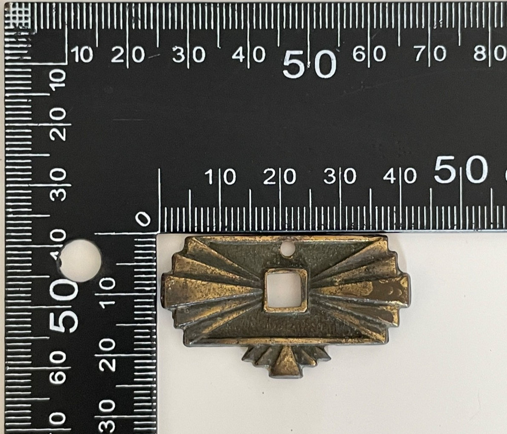 4 Art Deco Antique Solid Brass Drawer Drop Handles Pulls c/w Fixing Bolts