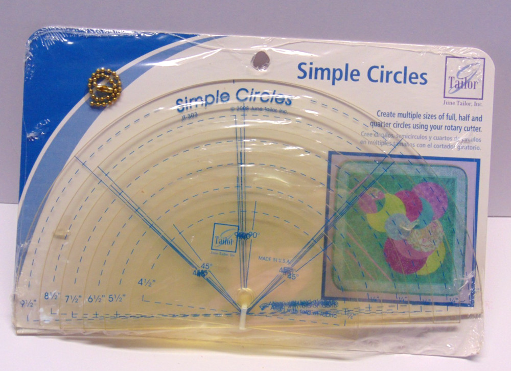2pc New June Tailor Simple Circles Template & 8.5" Get Squared Ruler