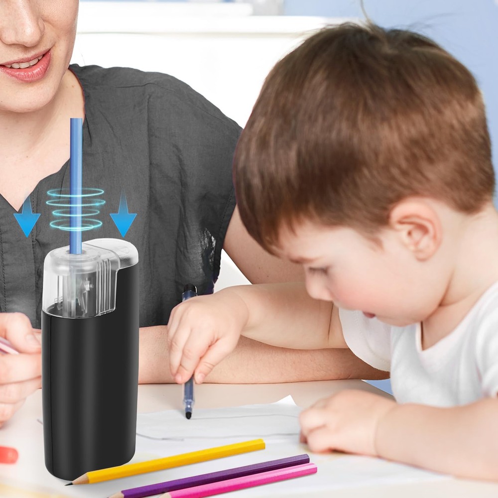 Portable Battery-Powered Electric Pencil Sharpener – Compact Design for Black