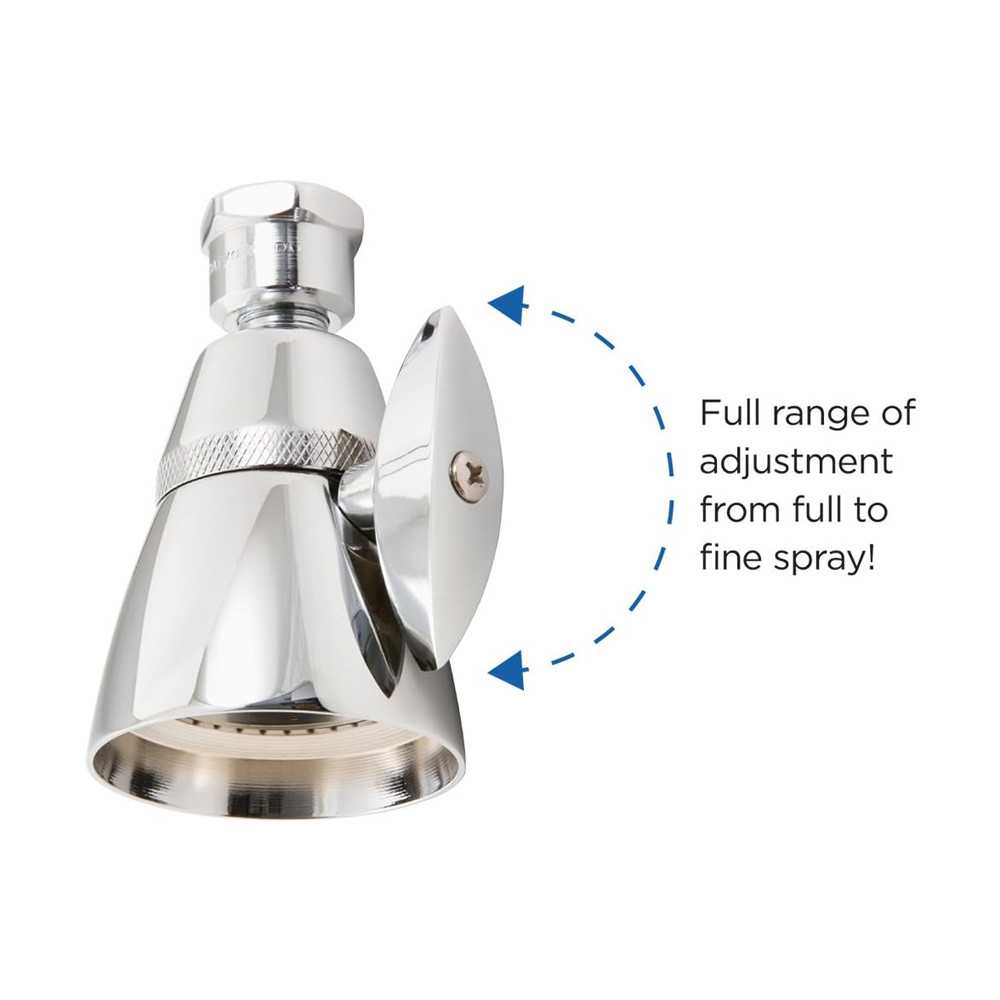 Body Moods Solid Brass Adjustable Fixed Shower Head - 2 Spray Settings, Chrome