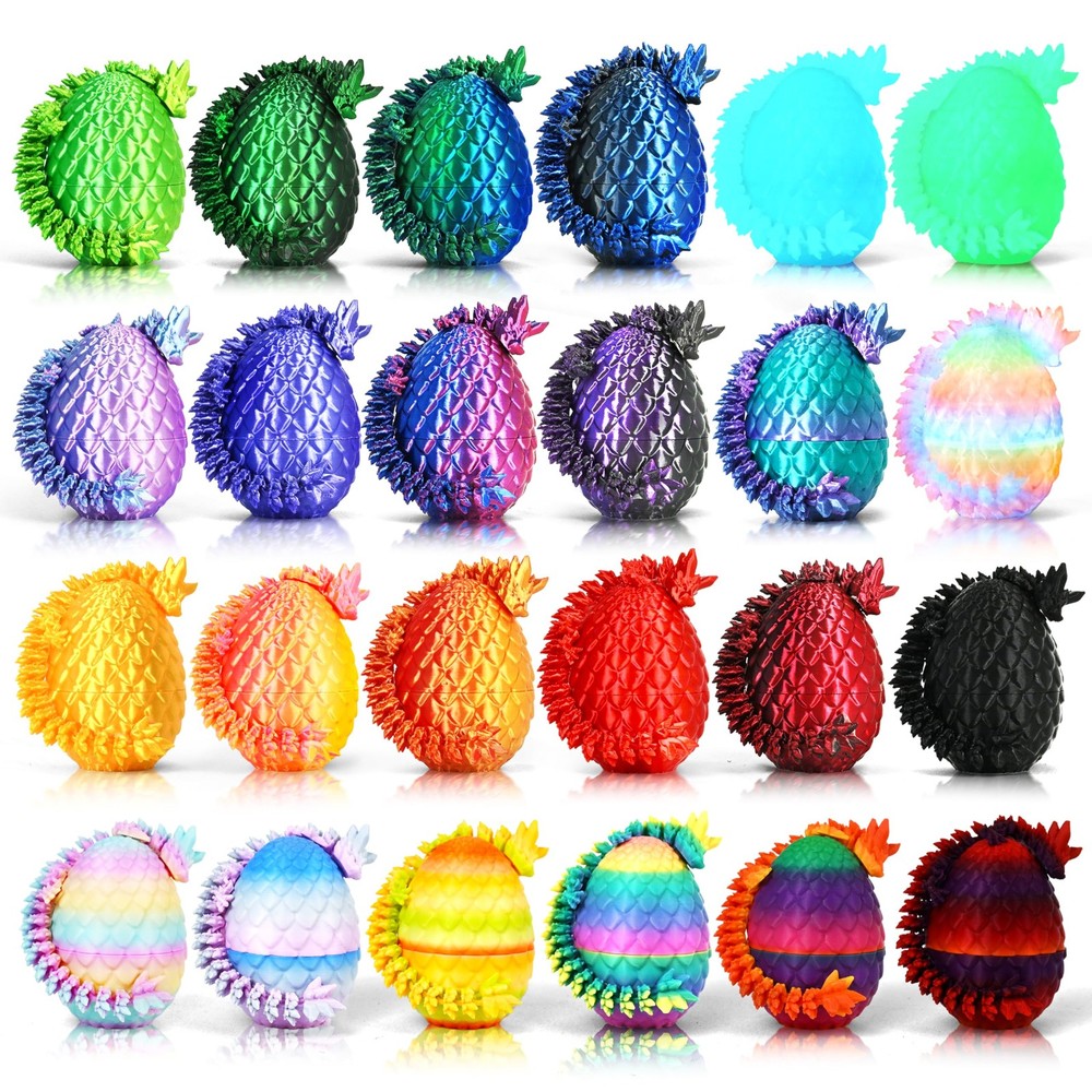 Drofex 24PCS Easter 3D Printed Dragon Eggs, Prefilled 2.36 inches, Multicolor