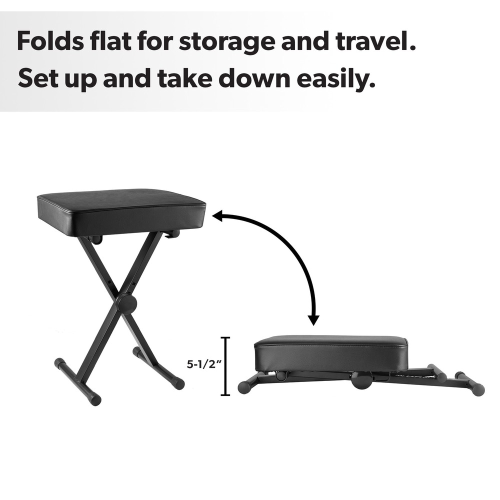 OPEN BOX - Premium Heavy Duty Double Braced Piano Stool Bench