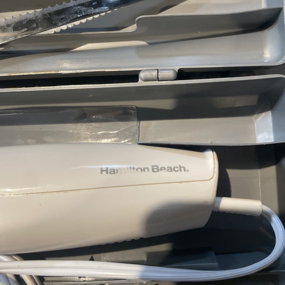 Hamilton Beach Electric Carving Knife Gray Case Fork & Blade Pre-owned