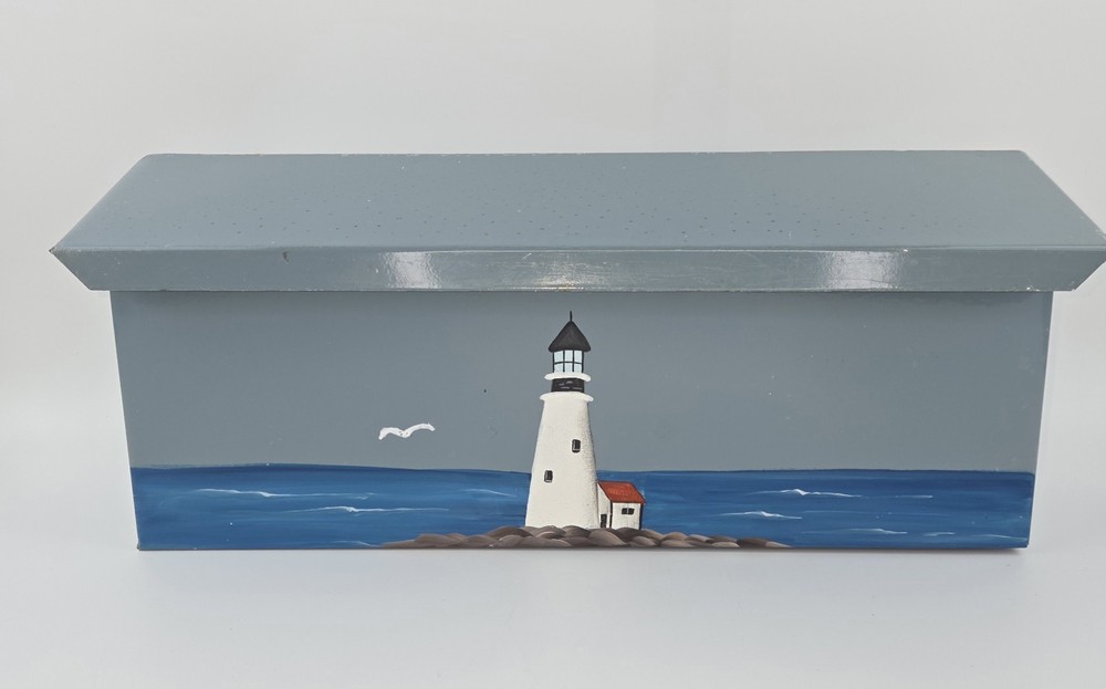 VTG Hand-Painted Metal Wall Mount Mailbox Nautical Lighthouse Knobs Knockers
