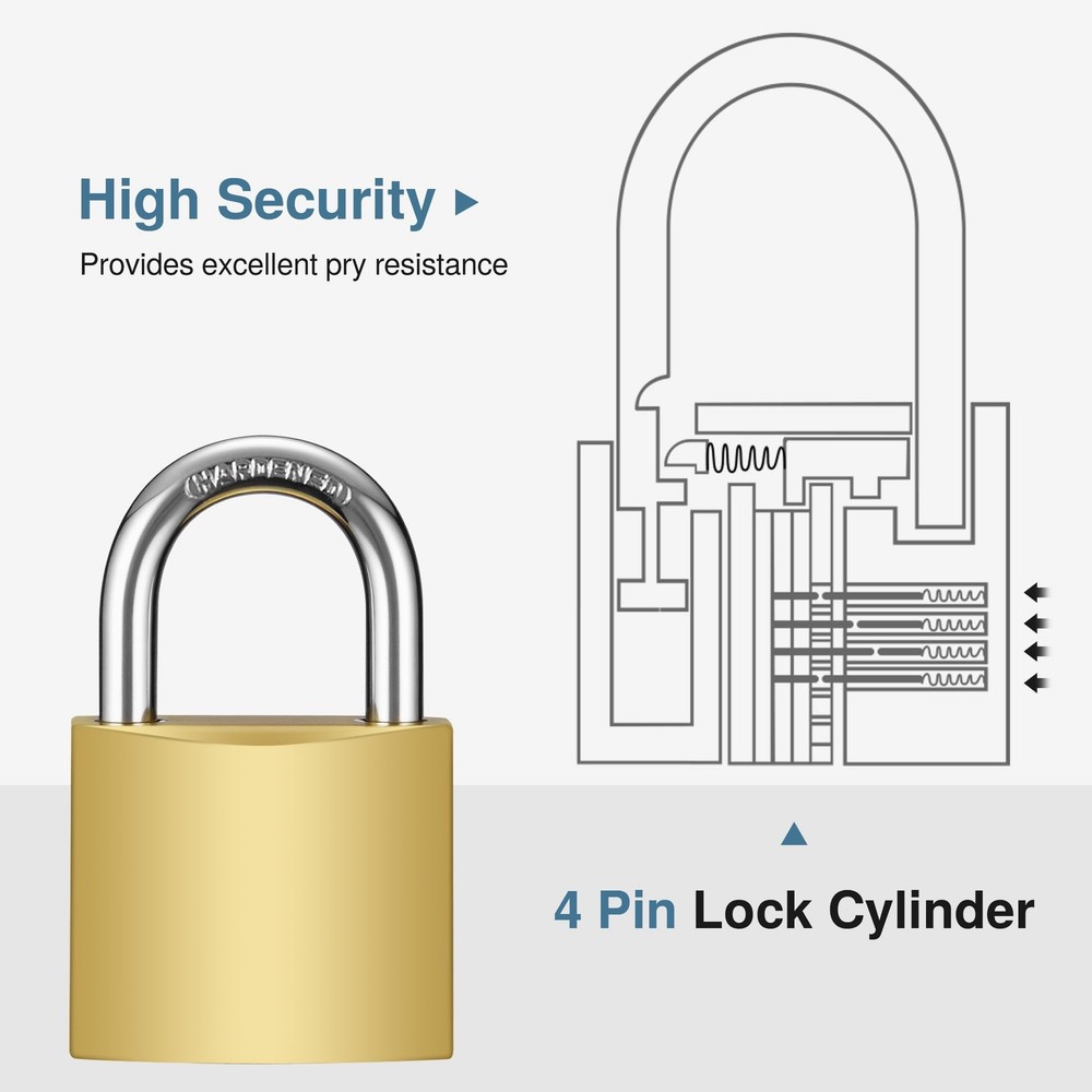 2 Pack Keyed Padlocks Waterproof Small Lock, 33mm Locker Lock with Keys for
