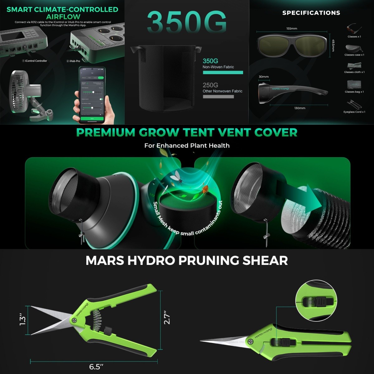 Mars Hydro FC 4800 EVO LED+4'x4'Complete Grow Tent Kit w/icontrol Smart APP Wifi