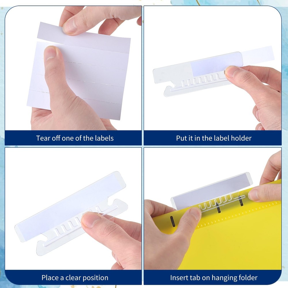 100Pcs 3 1/2 Inch Hanging File Folder Tabs Plastic Tabs for Hanging File Fold...