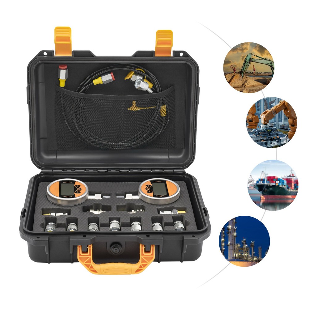 Digital Hydraulic Pressure Test Coupling Kit with 2 Gauges 2 Quick Connector