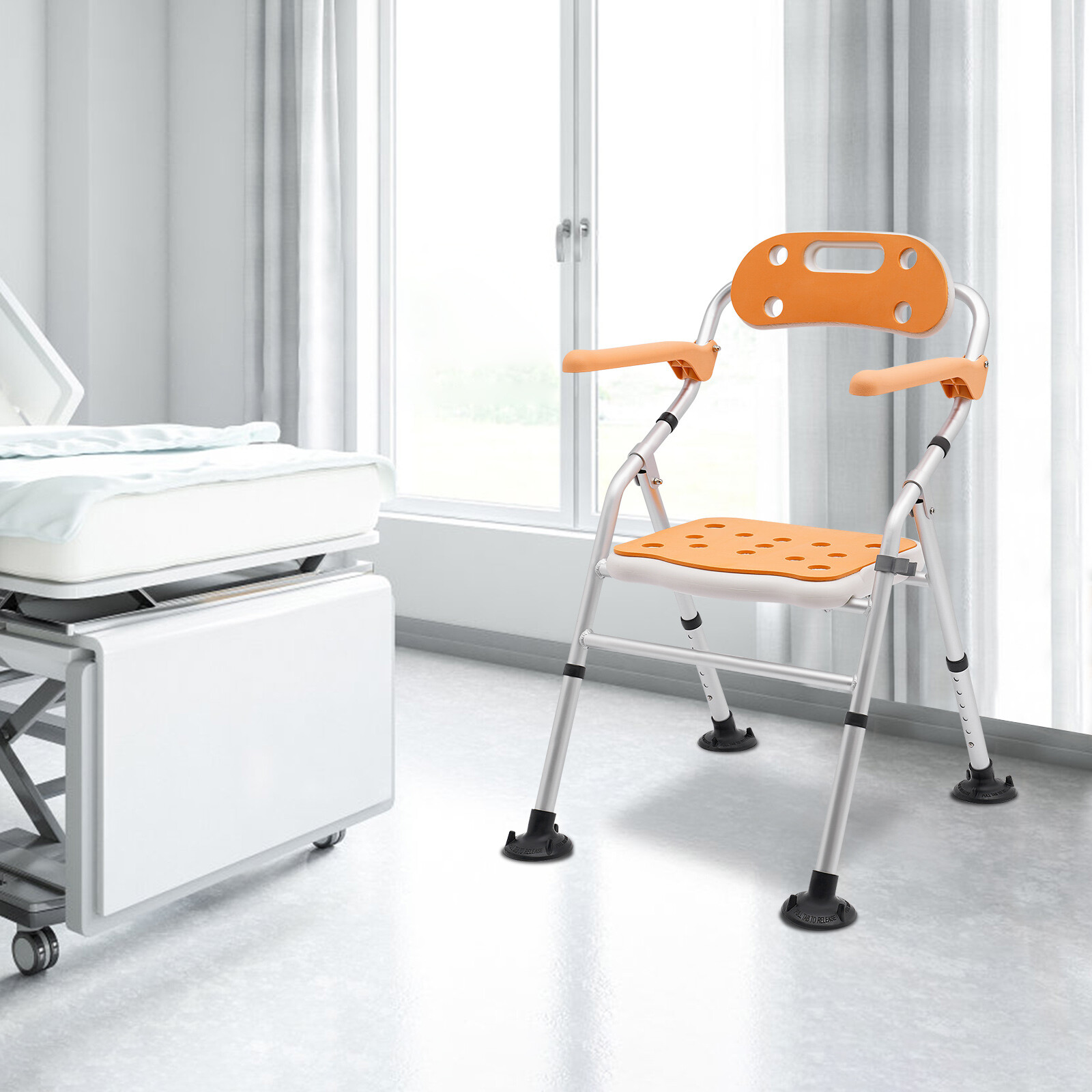 Foldable Shower Seat Folding Bath Chair Bathroom Shower Chair Height Adjustable