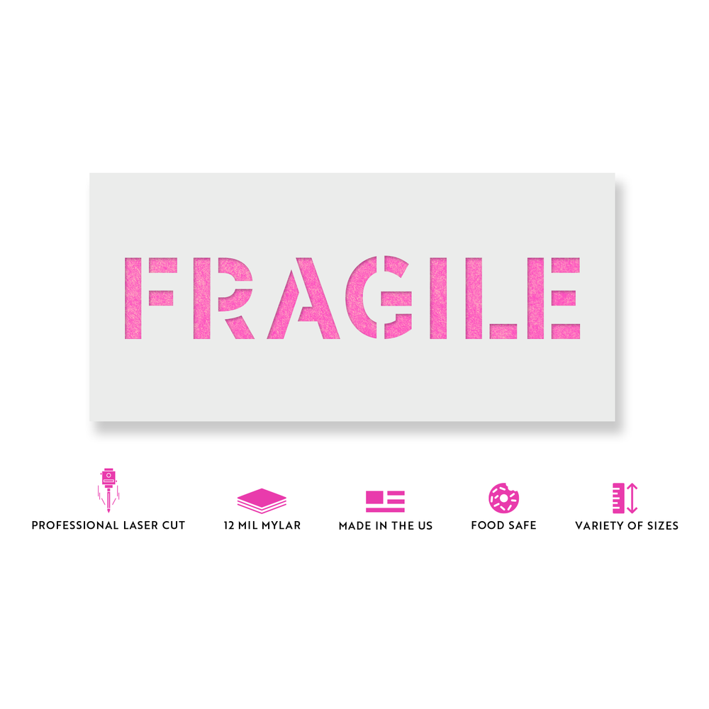 Fragile Word Stencil - Durable & Reusable Mylar Stencils