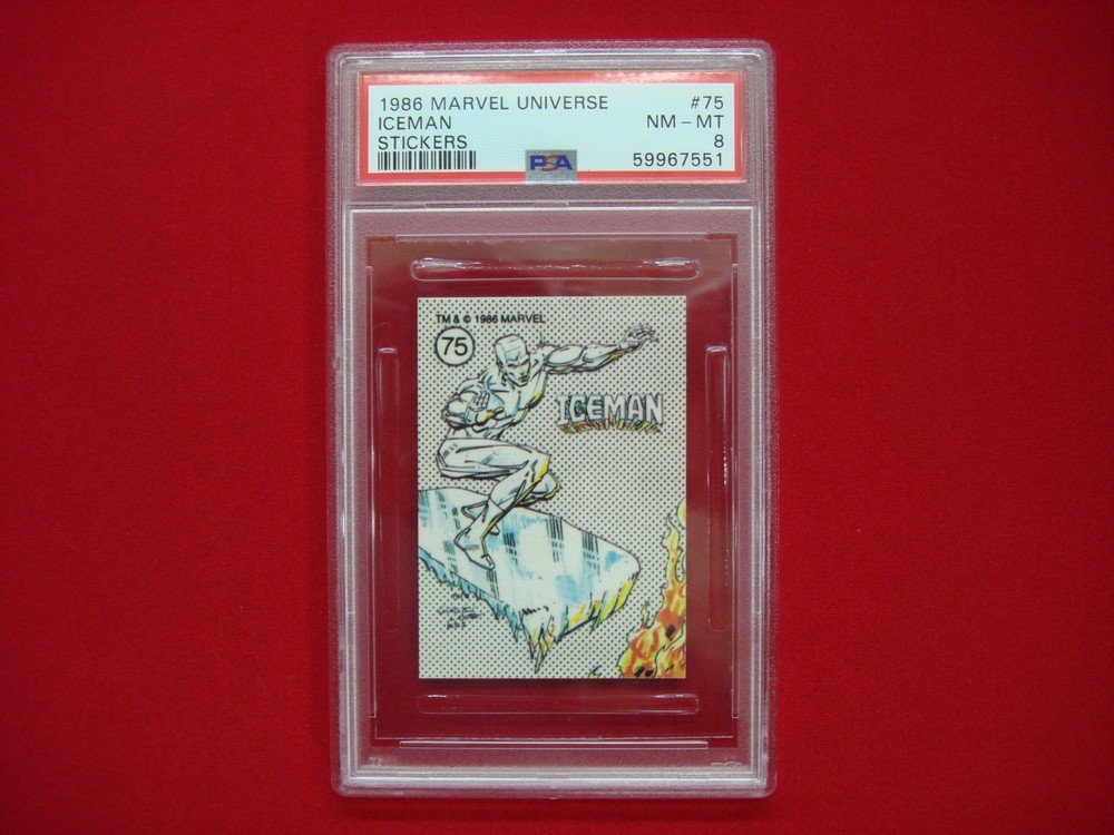 ICEMAN #75 1986 COMIC IMAGES MARVEL UNIVERSE STICKER PSA 8 ONLY ONE THIS GRADE