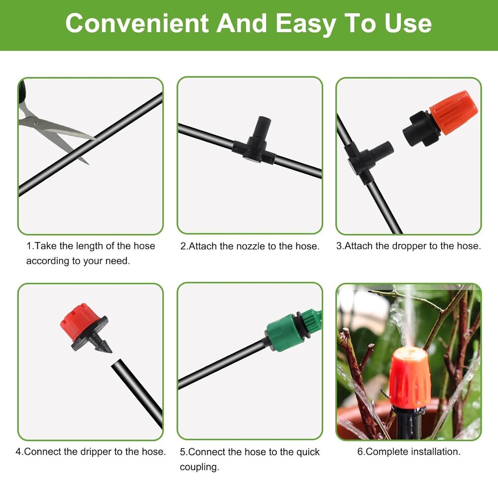 98FT Drip Irrigation System, Micro Garden Drip Irrigation System with 1/4 inch T