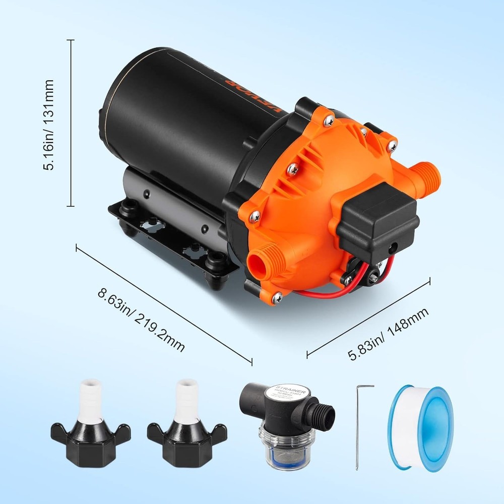 High-Performance 12V Sprayer Pump 5.5 GPM, Auto Pressure Switch, Quiet Operation