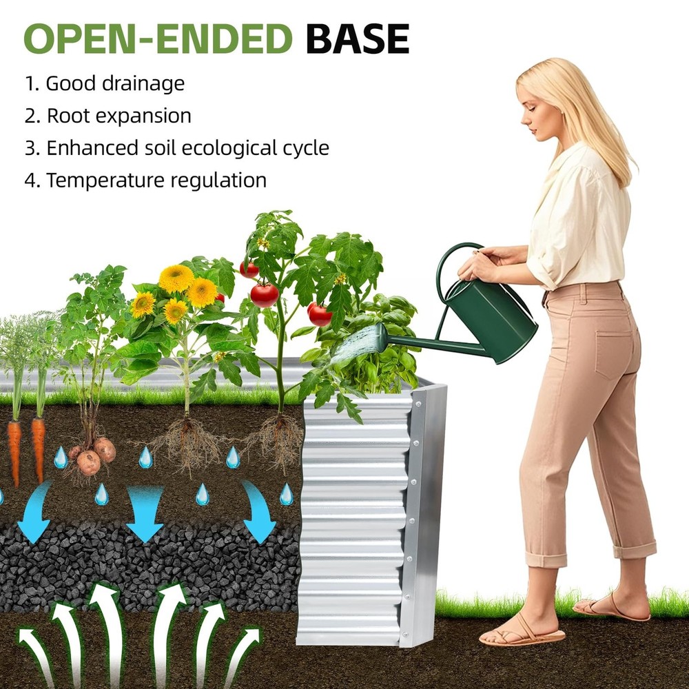 4x2x2ft (2 Pack) Raised Garden Bed - Galvanized Deep Root Planter Boxes Outdo...