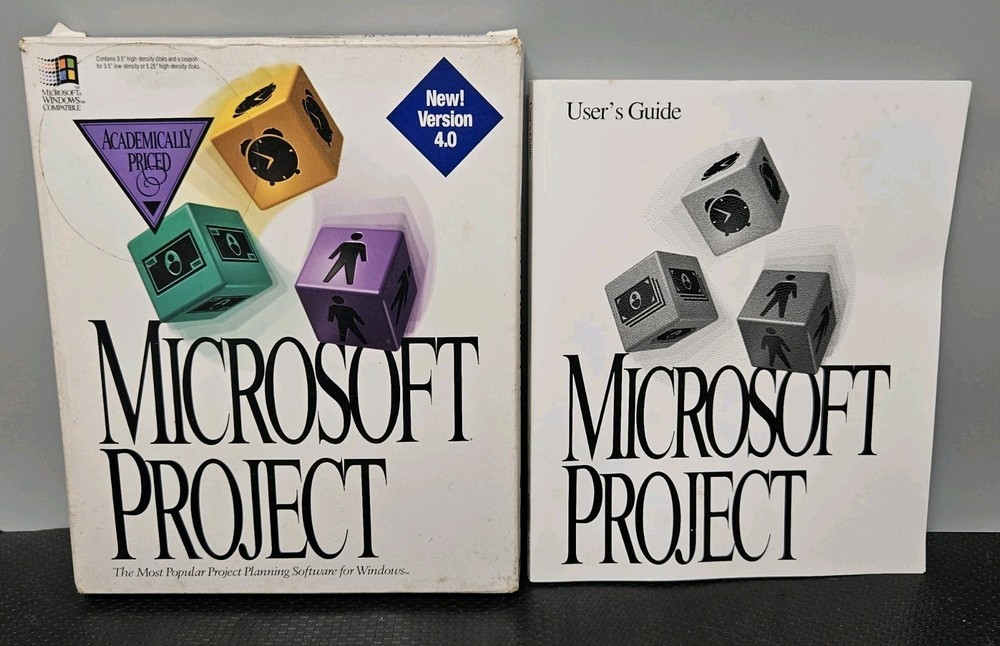 Windows Microsoft Project v4.0 Vintage Software 3.5" DISKETTES *Untested As-Is*