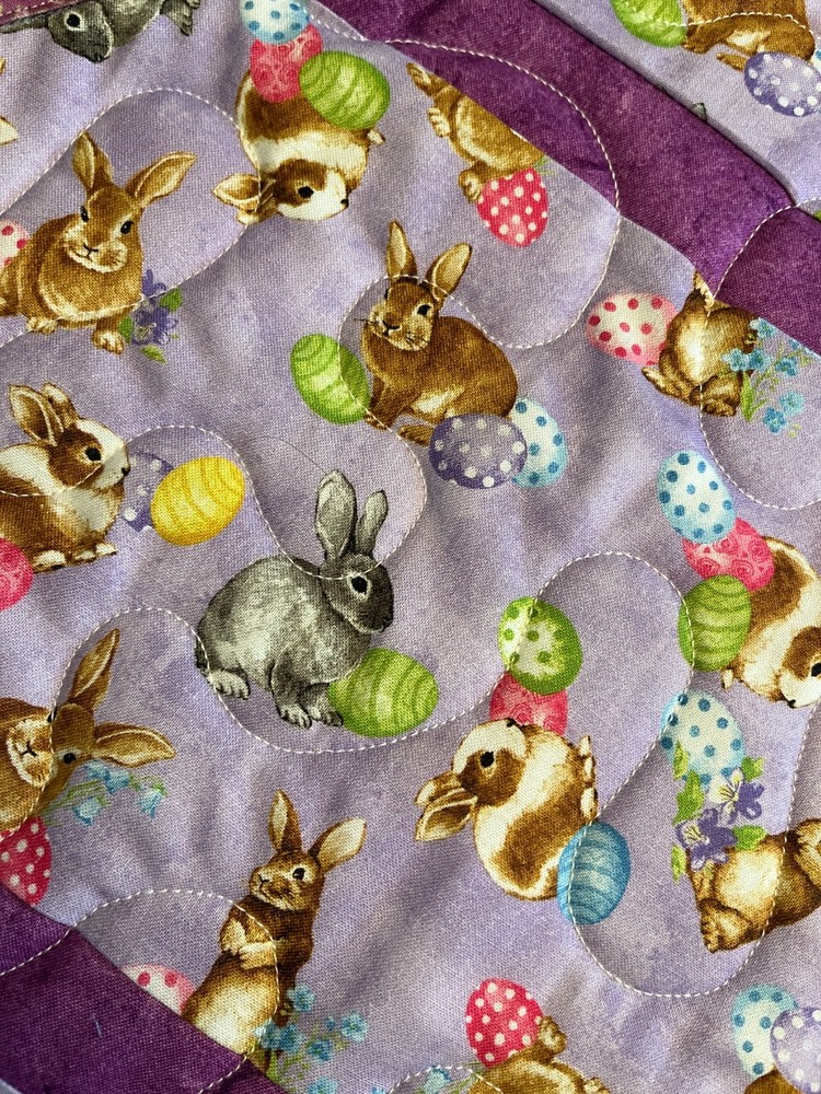 Handcrafted-Quilted Table Runner -Easter - Variety of Easter Rabbits & Eggs