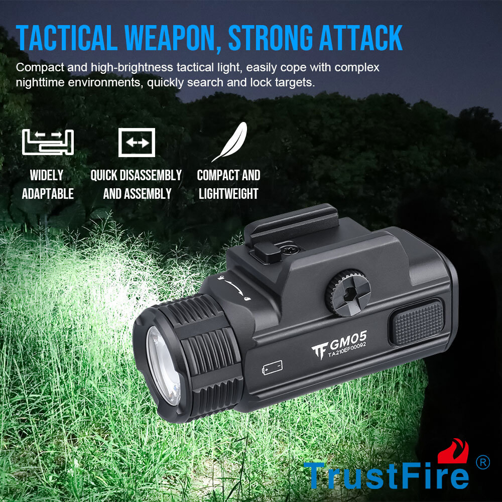 TrustFire 1050LM Quick Release LED Pistol Light Tactical Flashlight Weapon Torch