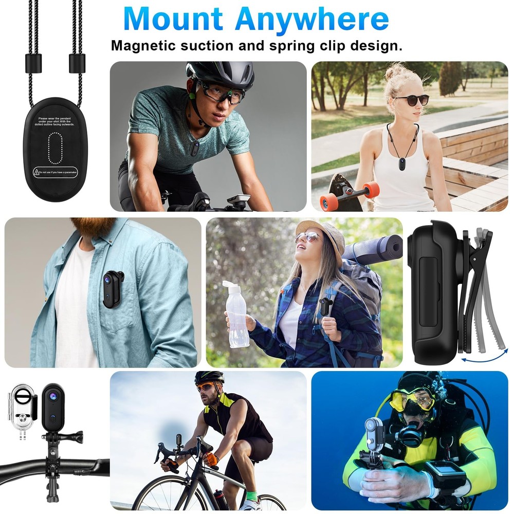i3 4K Thumb Action Camera,Tiny Size,Mount Anywhere,Small Body Camera with Spr...
