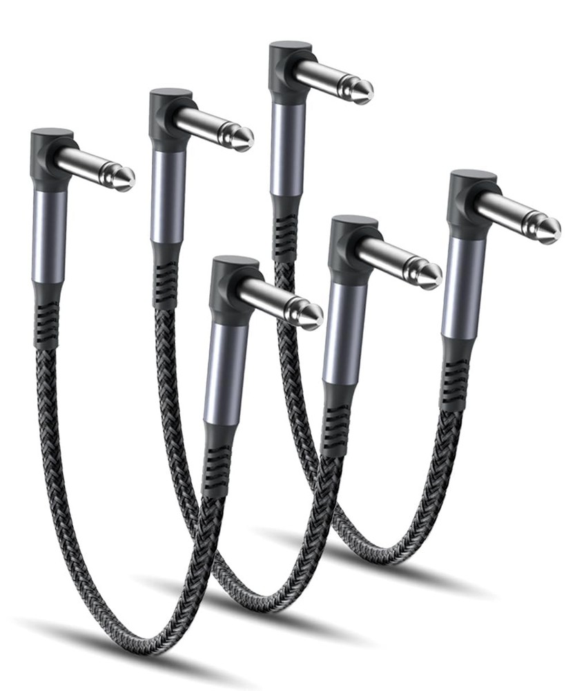 6-Inch Guitar Patch Cables 3-Pack, Right-Angle 1/4" Audio Connectors