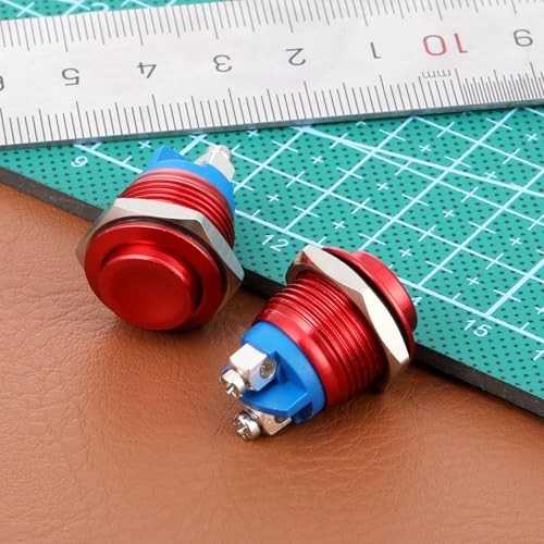 2PCS Momentary Push Button Switch 12V, Momentary Switch 16MM High Round