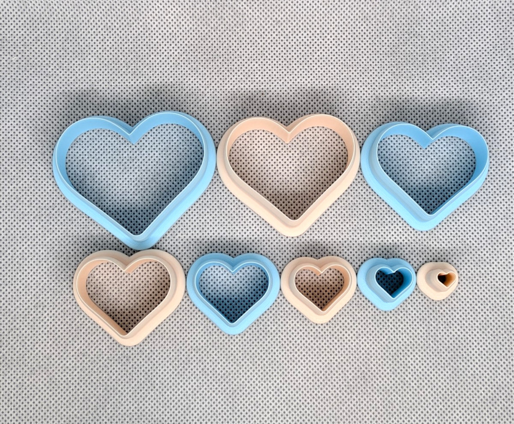 Heart Clay Cutter Shape Set ~ Polymer Crafting Tool ~ Stackable Outline