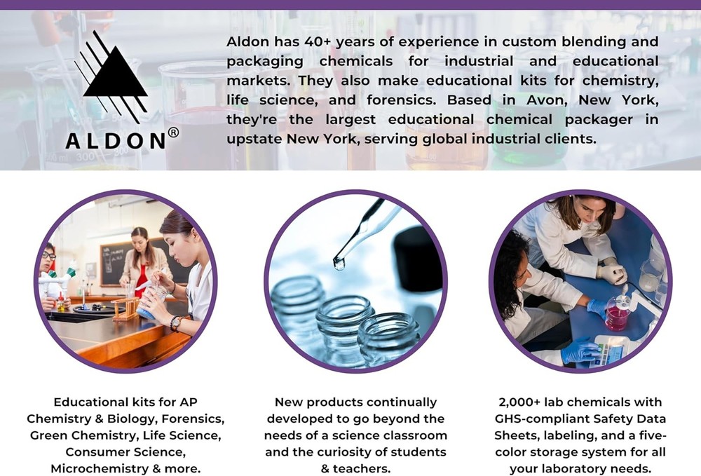 ALDON Innovating Science Bacteria Stain Set - 5 Microscope Slide Stains in...