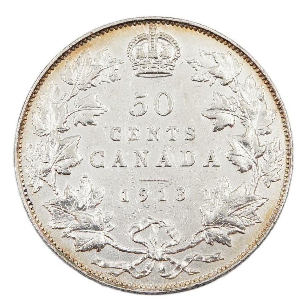 1913 Canada 50 cents EF cleaned