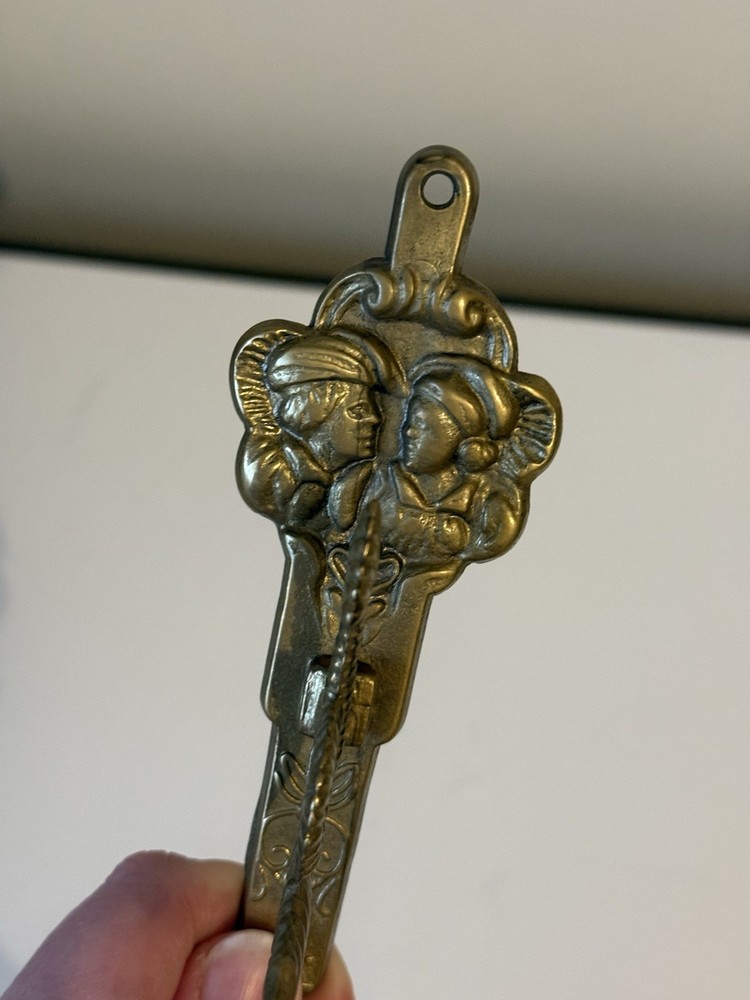 Vintage Solid Brass Wall Hook Serpent-Style With Faces Ornate