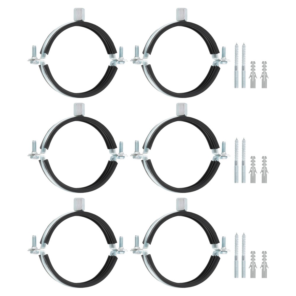6 Pcs Adjustable Pipe Bracket Clamp, 3-1/2"(89mm) Wall Ceiling Mount Support