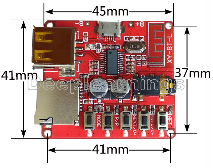 3.7V-5V Bluetooth 4.1 Audio Decoder MP3 Player Board Micro USB TF SD Card Module