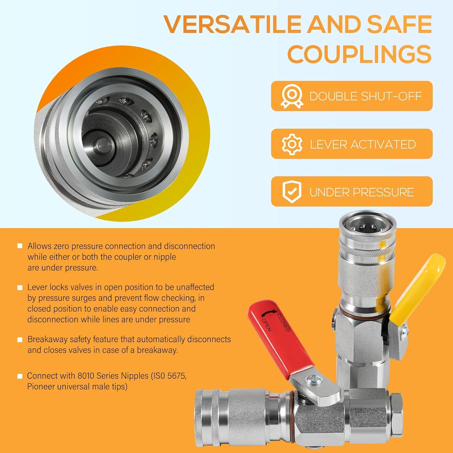 9500-4 For Pioneer Hydraulic Break-Away Coupler Kit Agricultural Tractor Clamp