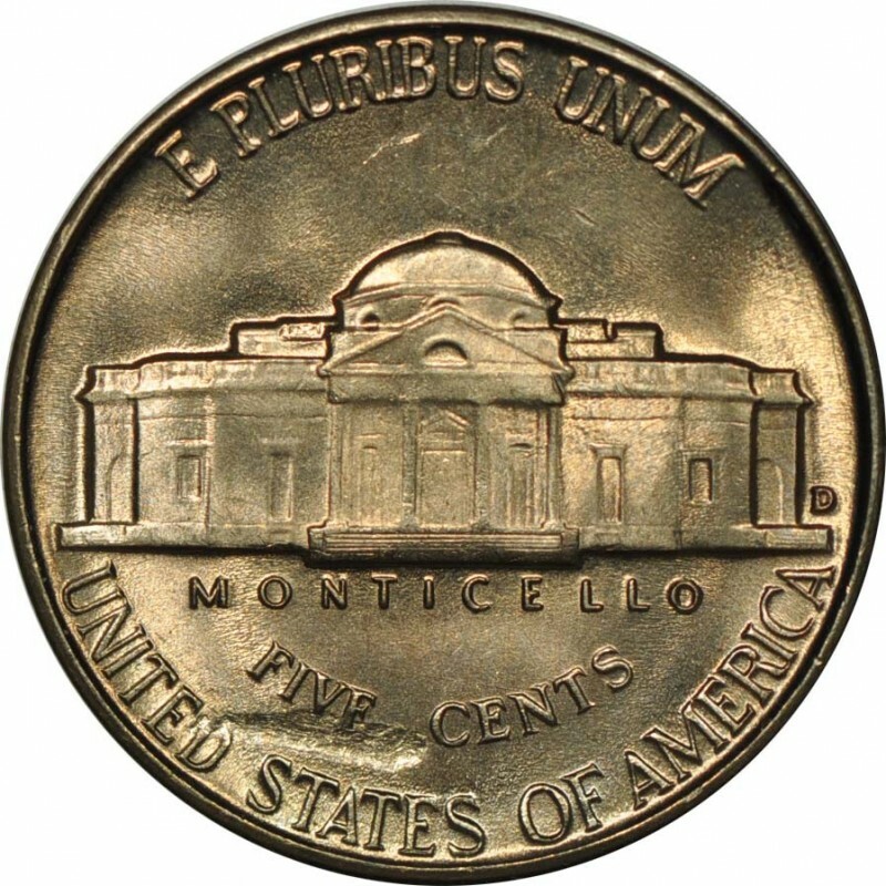 1947-D JEFFERSON NICKEL - CH BU -STRUCK THROUGH OBJECT UNKNOWN! -EE265CSX2