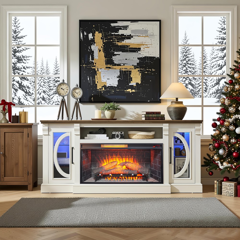 36" Infrared Electric Fireplace - Touch Panel Heater w/Removable Trim Kit Insert