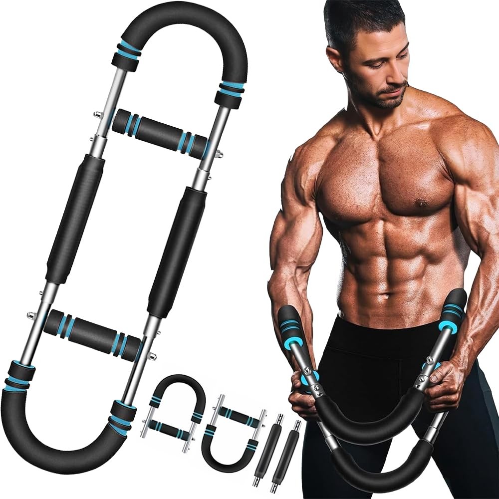 Adjustable U-Shaped Arm Strength Trainer – Portable 2-Level Resistance blue