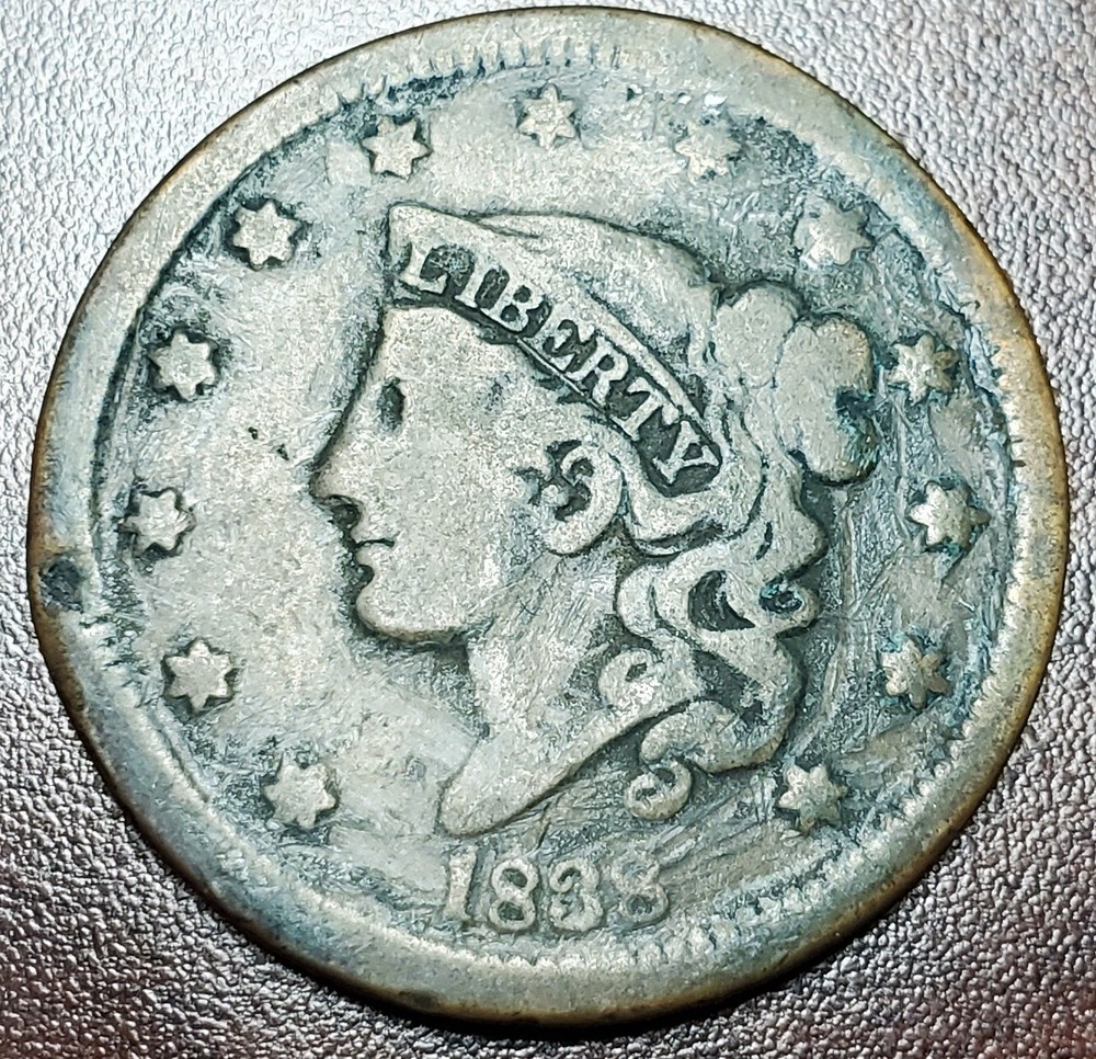 1838 Large Cent Us Copper Coin