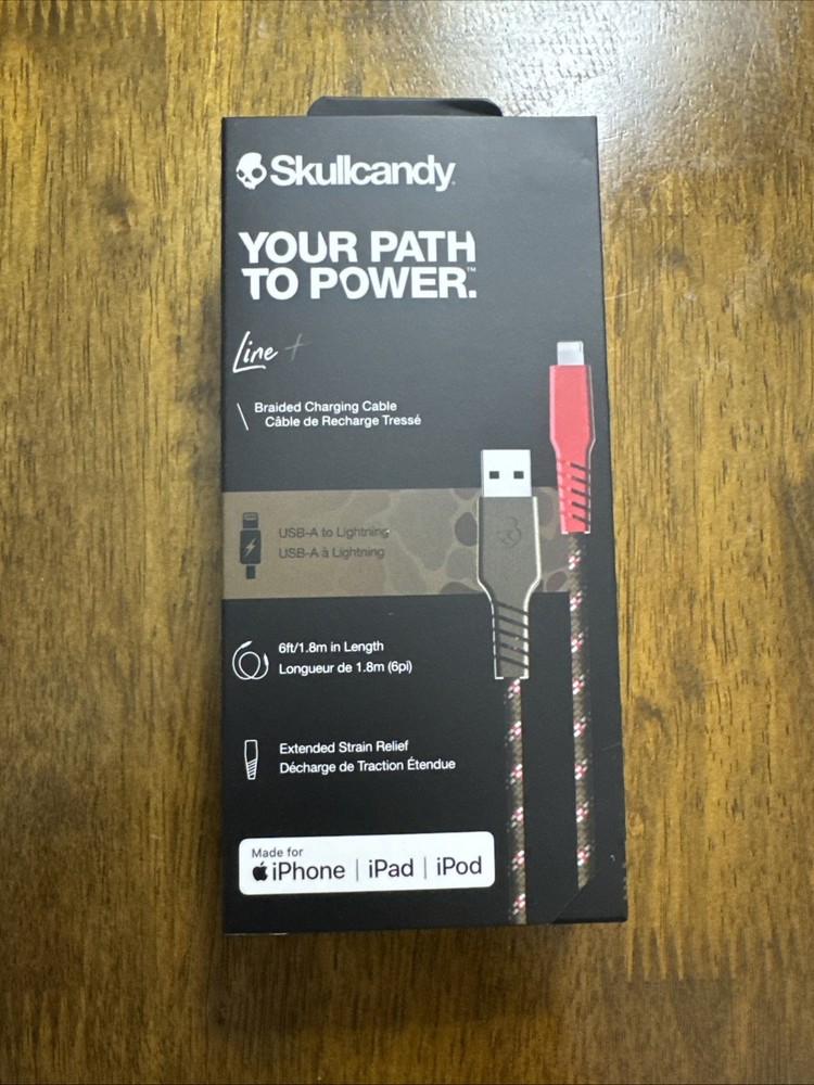 Skullcandy 6ft Braided Lightning Cable – Fast Charging for iPhone/iPad/iPod
