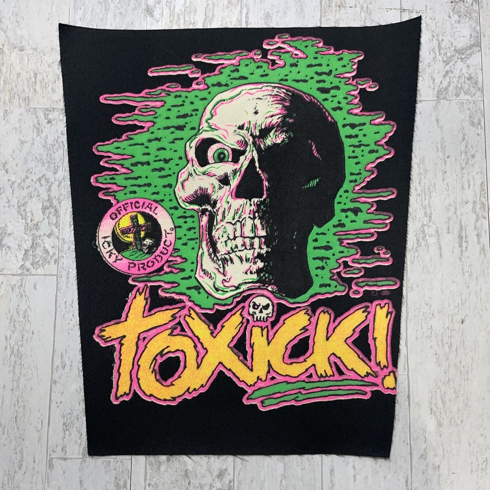 Vintage Large Back Patch Icky Product Toxick Blacklight Back Patch 1989 Skull
