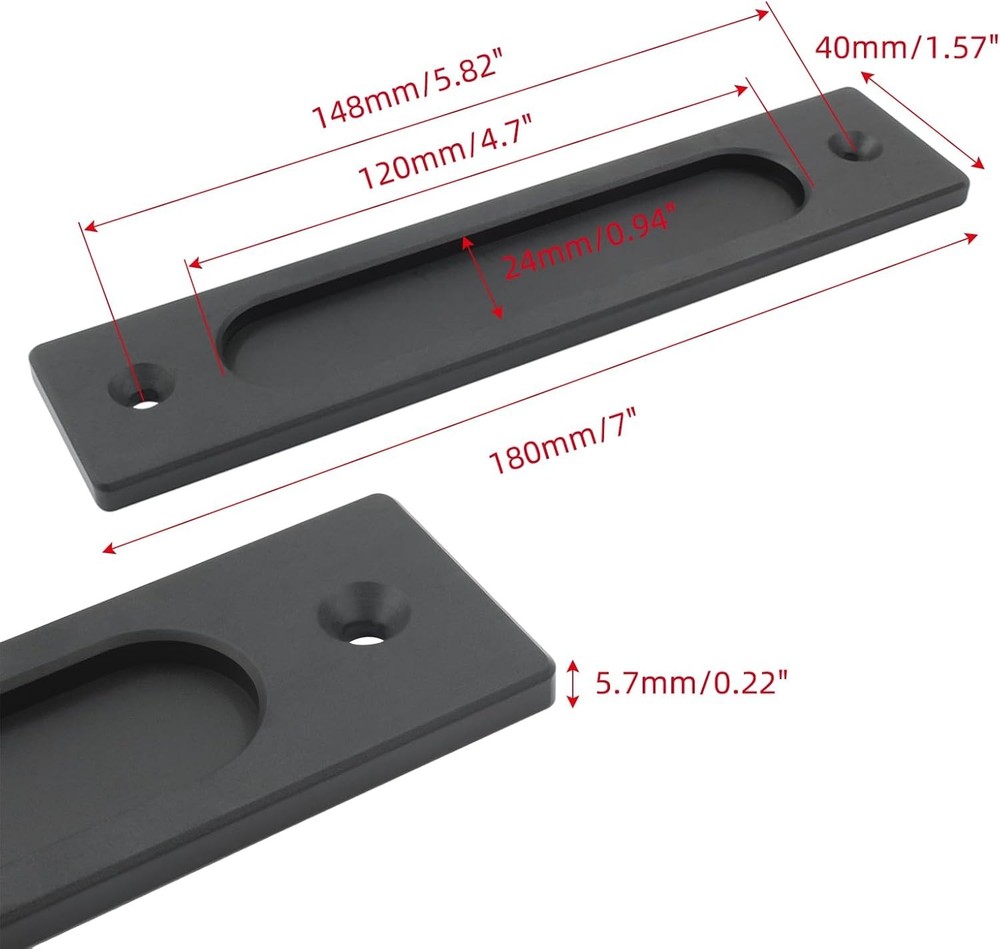 7 Inch Flush Pull Rectangular Finger Pulls Recessed Barn Door Handle Sliding