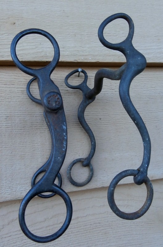 2 Antique Old Iron Horse Curb Bits