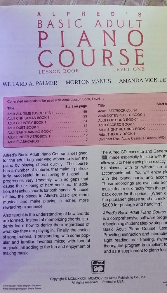 Alfredo's Basic Adult Piano Course Level 1 Book