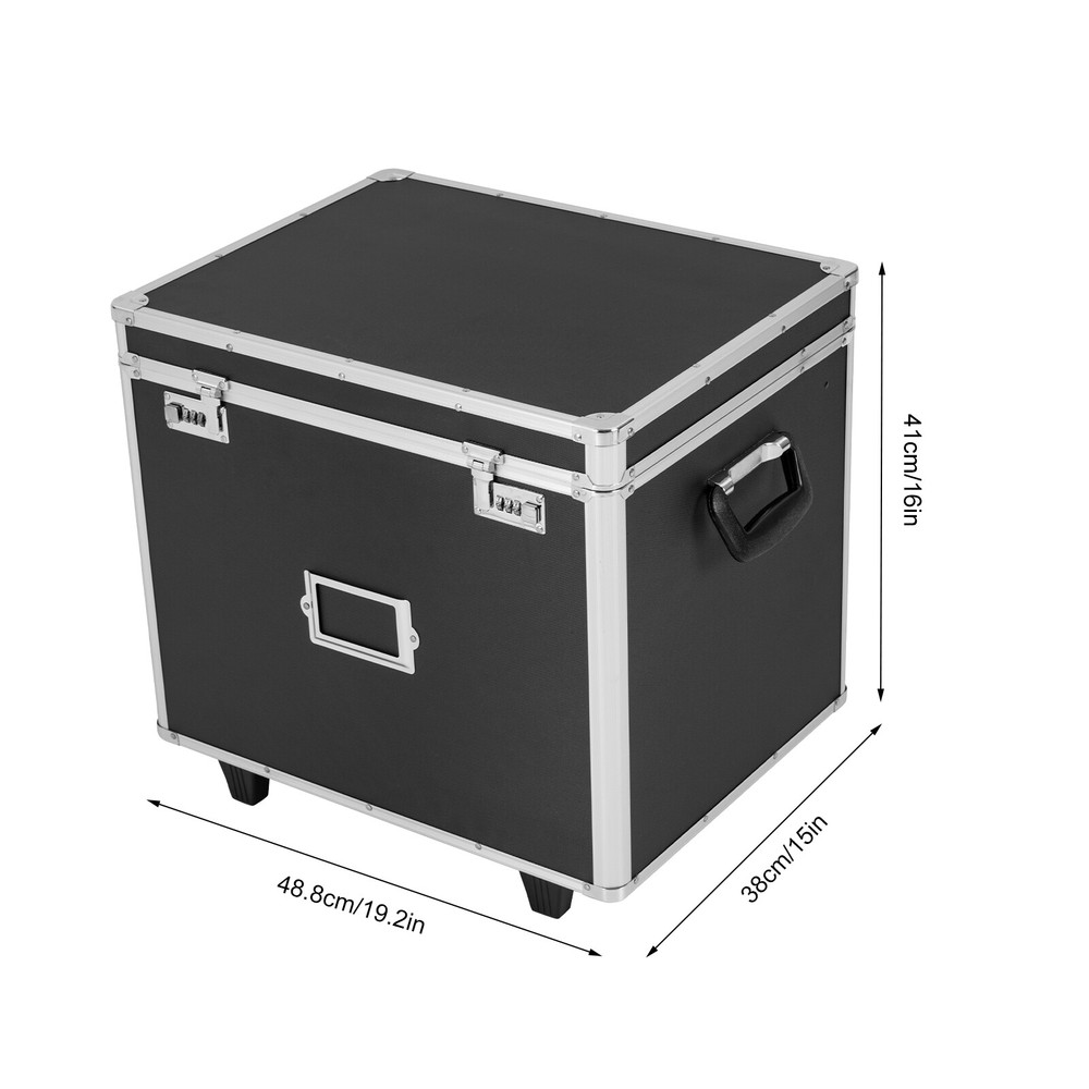 Aluminum Alloy Document Box File Organizer Rolling Locking Filing Storage Box